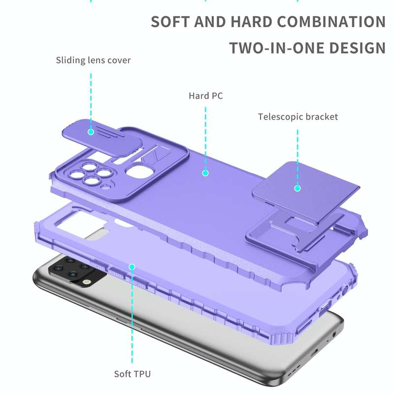 For vivo Y20 Stereoscopic Holder Sliding Camshield Phone Case(Purple)