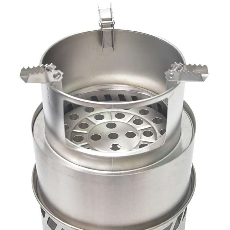 Outdoor Portable Round Wood Stove Charcoal Stove Solid Alcohol Stove Thick Stainless Steel Picnic...