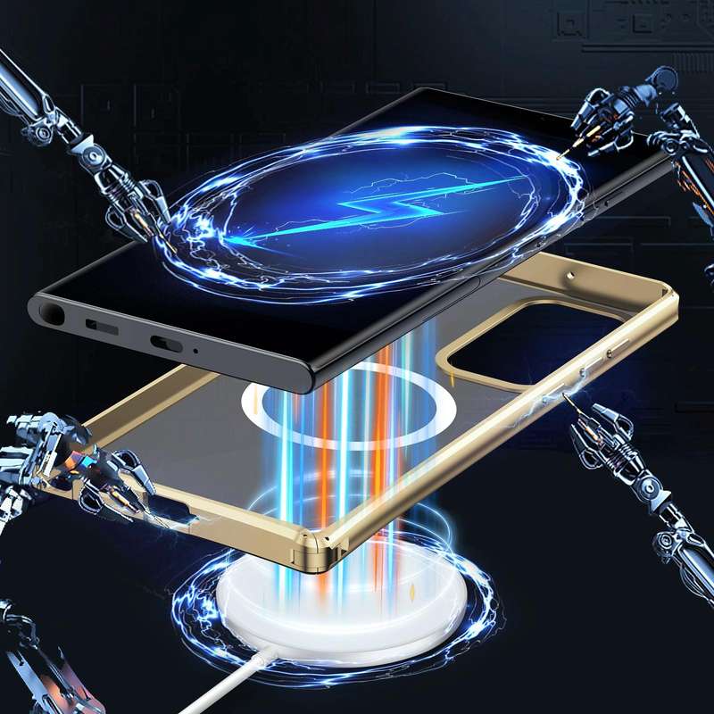 For Samsung Galaxy S22 Ultra 5G MagSafe Magnetic PC Phone Case(Gold)
