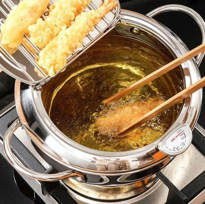 201 Stainless Steel Fryer Pot Household Temperature-controlled Multifunctional Thickening Pot, Si...