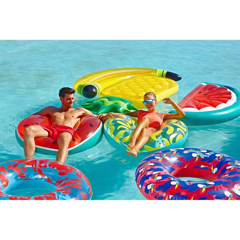 Water Fun Inflatable Banana Shaped Pool Lounge Swimming Ring Floating Raft Floats, Size: 180*95cm