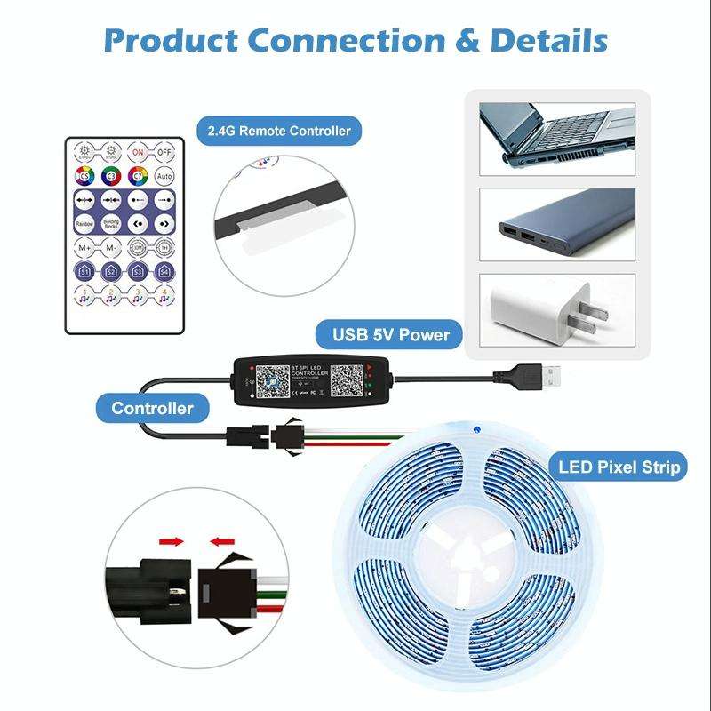 WS2812B USB 5V APP Remote Controller Bluetooth Music Controller for SK6812 WS2811 WS2812 LED Ligh...