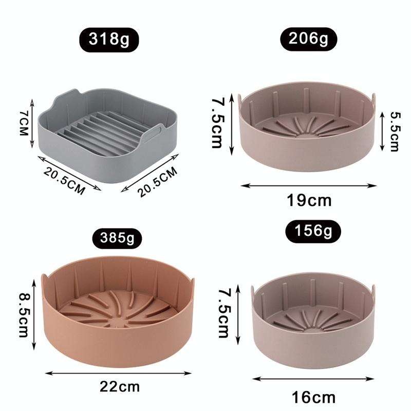 Air Fryer Silicone Grill Pan Accessories, Size: Square 20.5 cm(Gray)