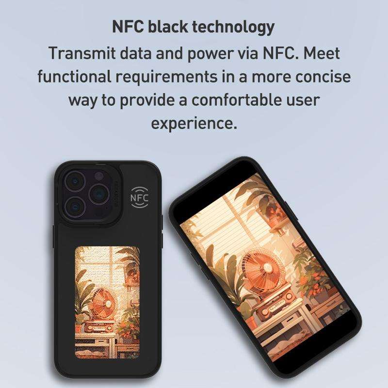 For iPhone 15 NFC Four-Color E-ink Screen DIY Phone Case(Black)