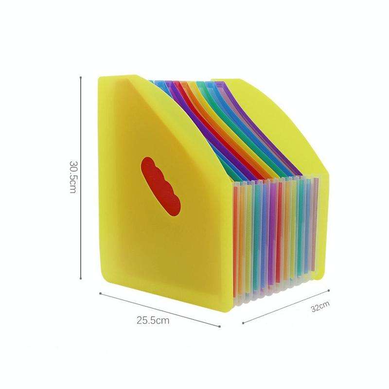 Standing Organ Clip Student Test Paper Storage Clip(White Surface (Rainbow Inner Page))