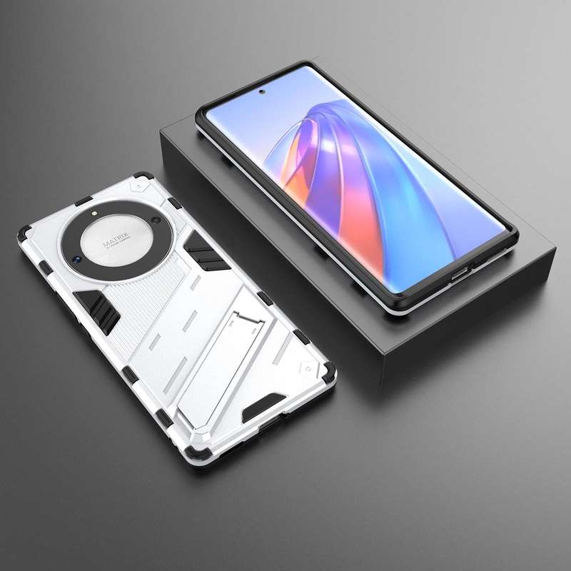 For Honor X9a/X40 5G/Magic5 Lite Punk Armor PC + TPU Phone Case with Holder(White)