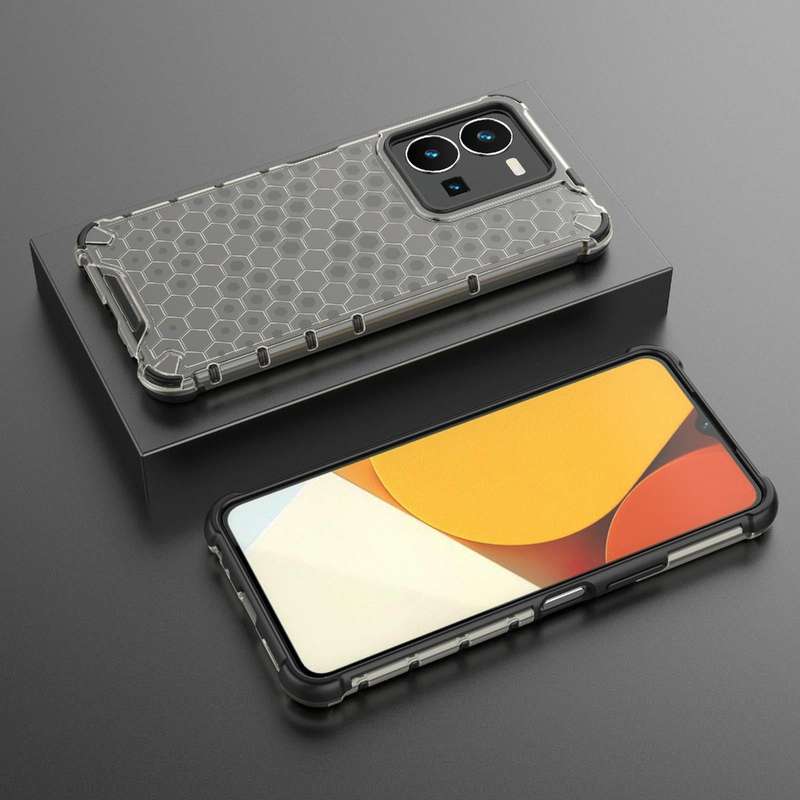 For vivo Y35 4G Global/Y22s 4G Global Honeycomb Phone Case(Black)