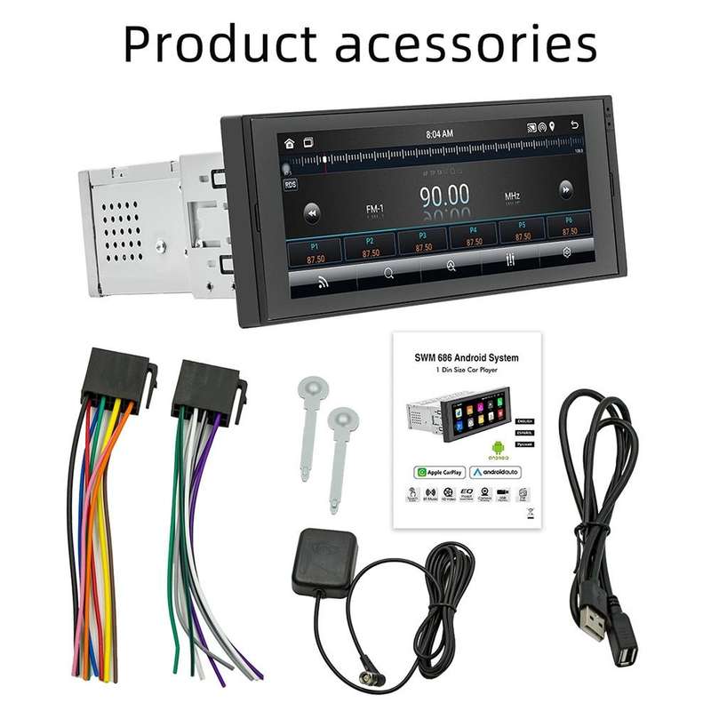 SWM 686 6.86 inch Android 12 Car Navigation Machine Radio Receiver Support Mobile Phone Interconn...