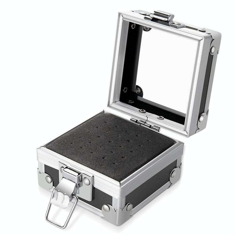 Nail Polishing Head 25 Holes Display Stand Dustproof Storage Box(Black)