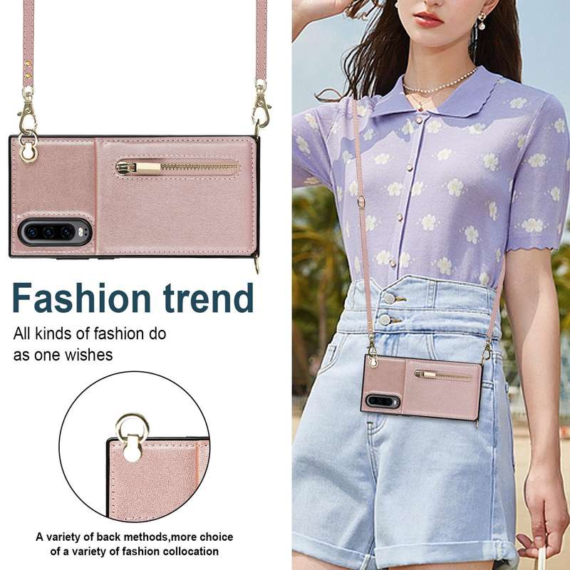For Huawei P30 Cross-body Zipper Square TPU+PU Back Cover Case with Holder & Card Slots & Wallet ...