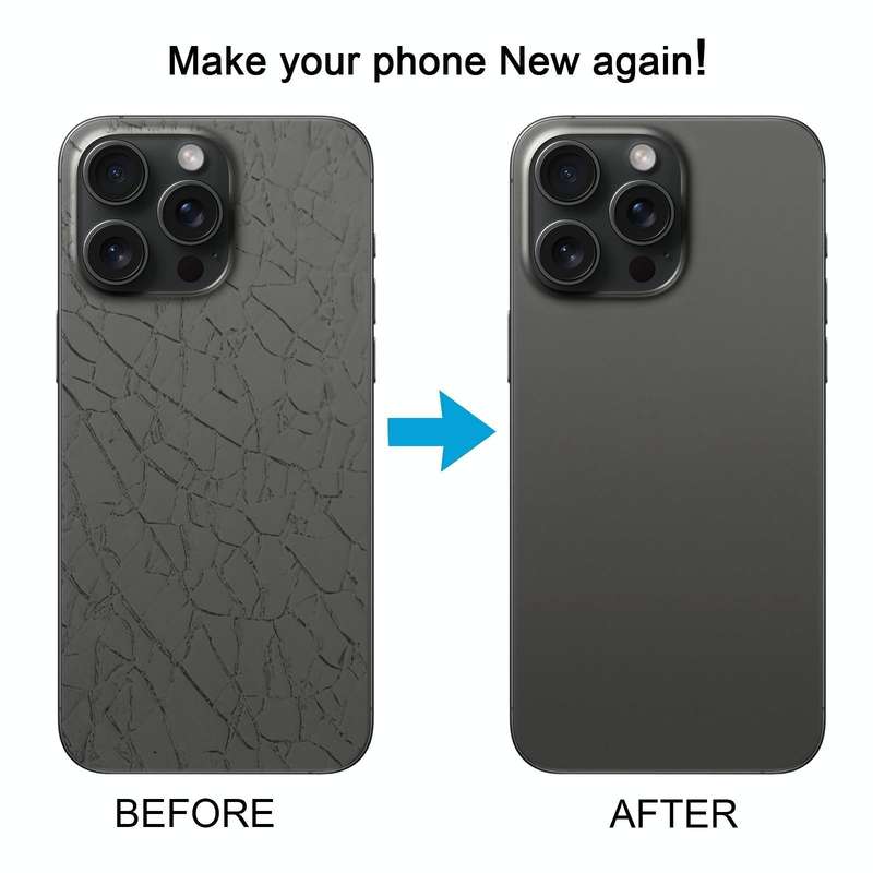 For iPhone 15 Pro Glass Battery Back Cover with Camera Lens Cover(Black)