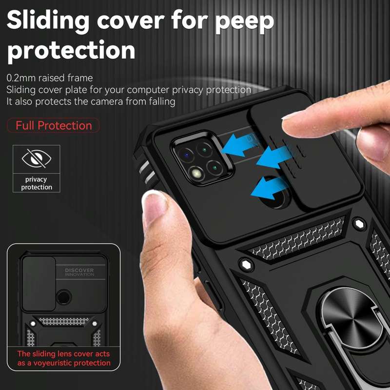 For Xiaomi Redmi 10A Sliding Camshield Holder Phone Case(Black)