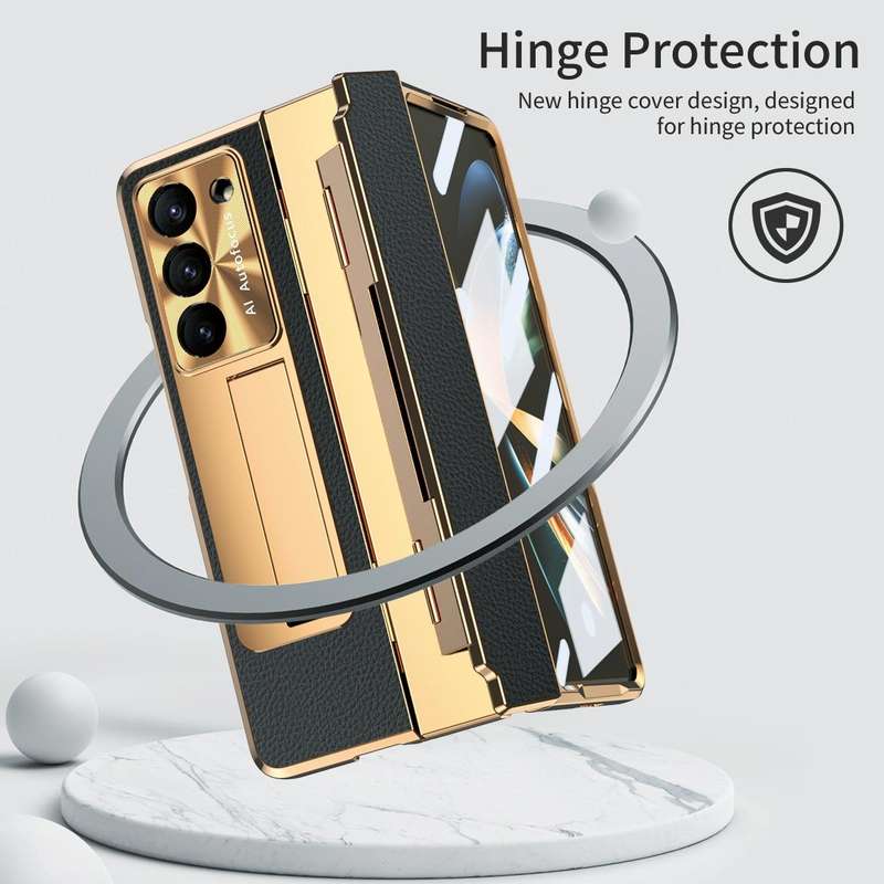 For Samsung Galaxy Z Fold5 5G Integrated Full Coverage Pen Slot Folding Phone Case with Stylus(Go...