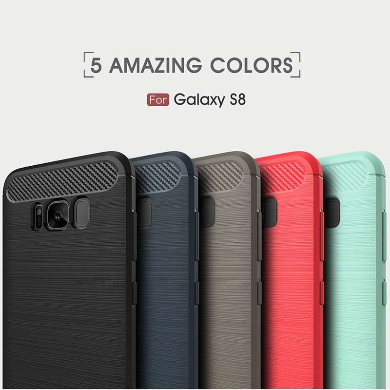 For Galaxy S8 Brushed Carbon Fiber Texture Shockproof TPU Protective Cover Case (Black)