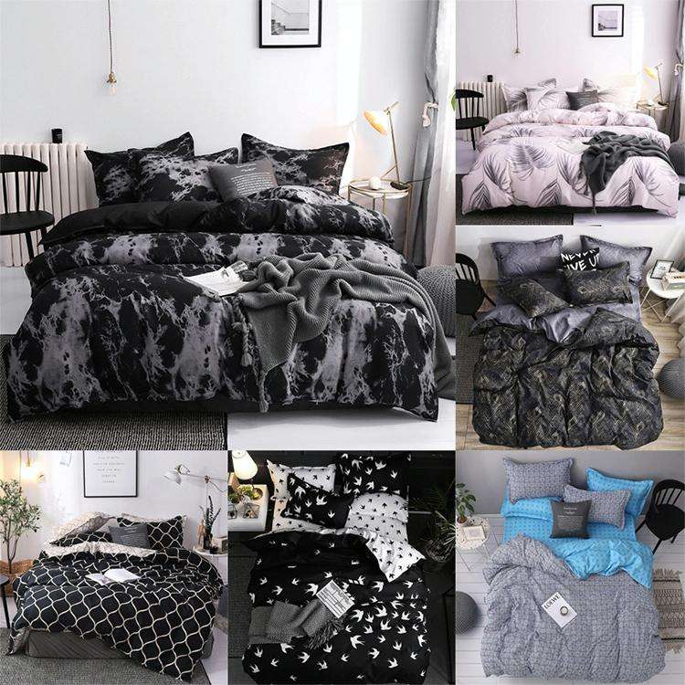 Luxury Bedding Black Marble Pattern Set Sanded Printed Quilt Cover Pillowcase, Size:200x230cm(Mochi)