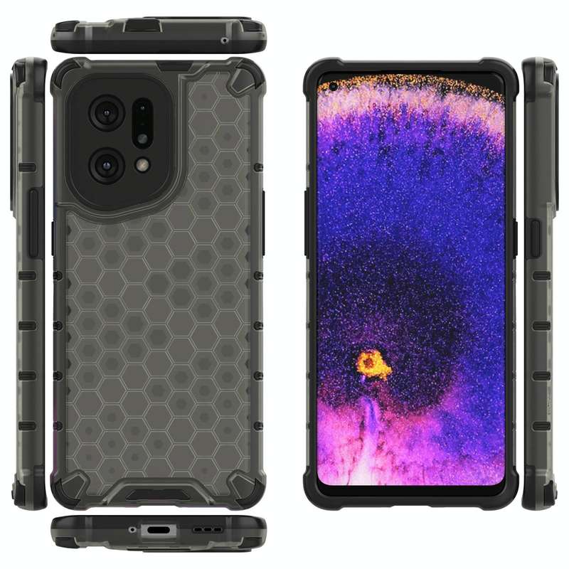 For OPPO Find X5 Shockproof Honeycomb PC + TPU Phone Case(Black)