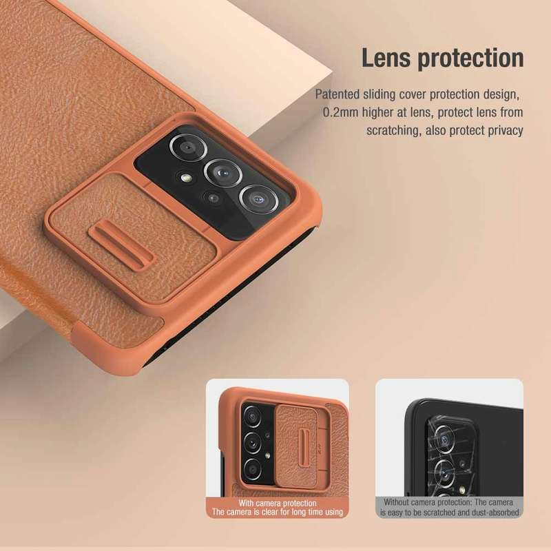 For Samsung Galaxy A73 5G NILLKIN QIN Series Pro Sliding Camera Cover Design Leather Phone Case(B...