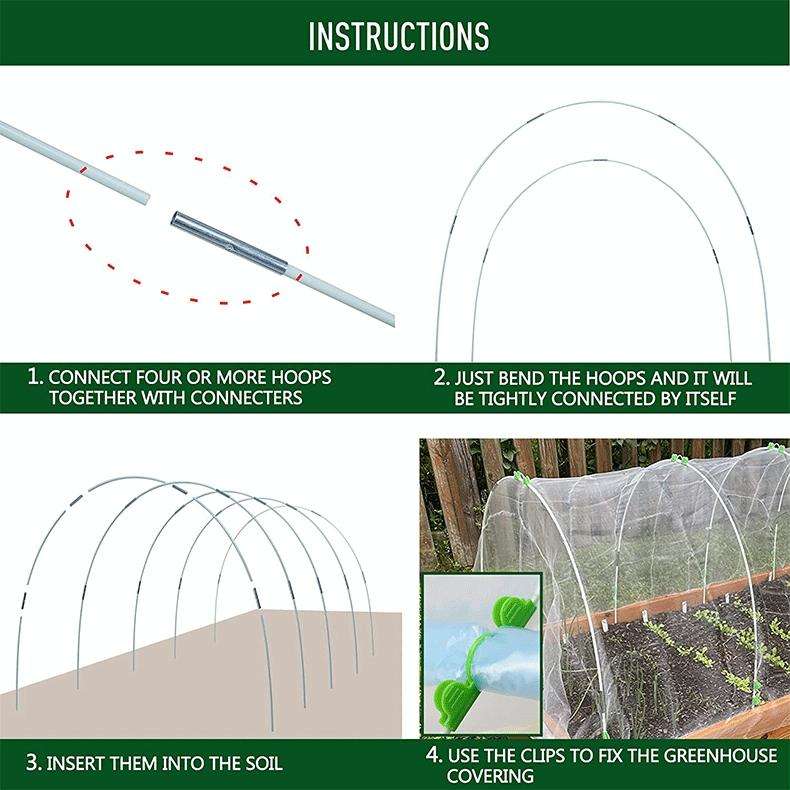 Garden Arch Greenhouse Hoops Rustproof Steel Tunnel Hoop Frame Plant Support, Speci: S 3 Rods 16 ...