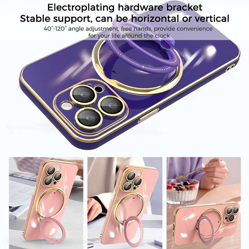 For iPhone XR Multifunction Electroplating MagSafe Holder Phone Case(White)