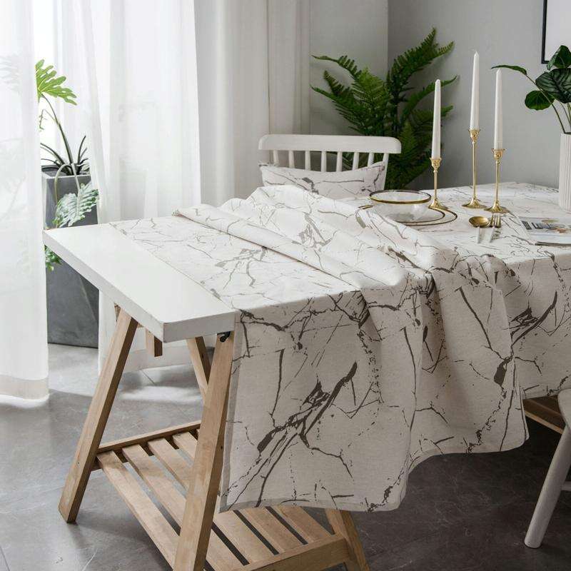 Marble Pattern Minimalist Tablecloth Cover Table Cloth Cotton Linen Dust-proof Cabinet Cloth, Siz...