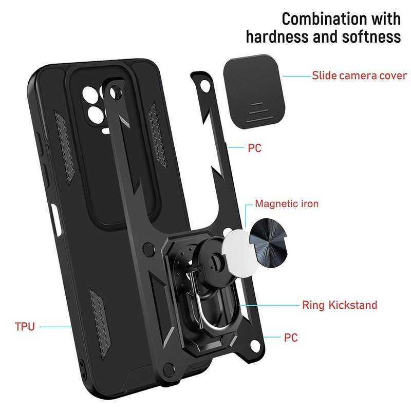 For Xiaomi Redmi Note 9 Pro Sliding Camera Cover Design TPU+PC Phone Case(Black)