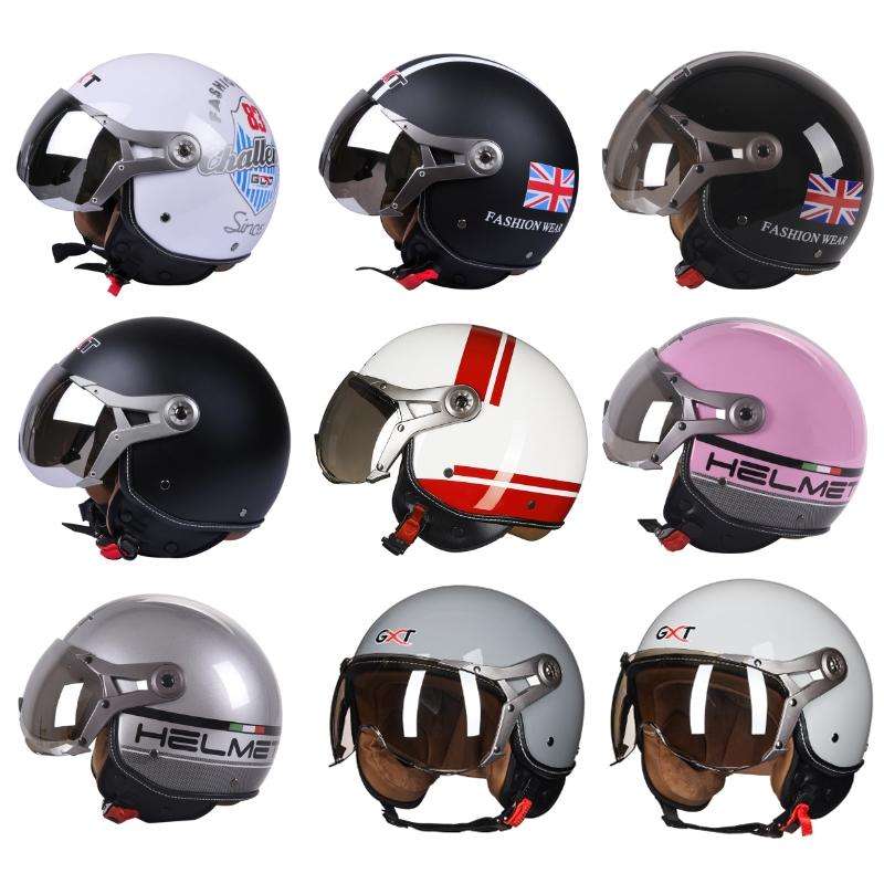 GXT Electric Vehicle Half Cover Helmet Four Seasons Retro Helmet, Size: M(Matte Black)