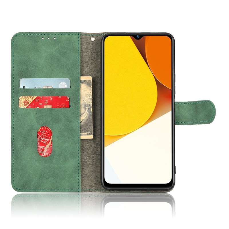 For vivo Y22s / Y35 Skin Feel Magnetic Flip Leather Phone Case(Green)