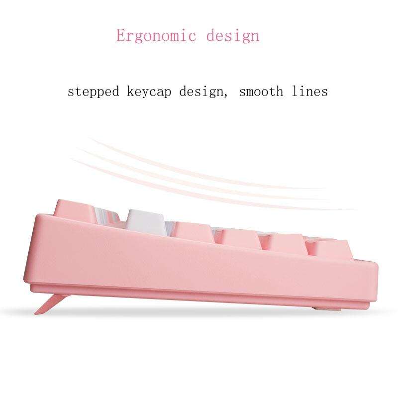 87/108 Keys Gaming Mechanical Keyboard, Colour: FY87 Pink Shell Green Shaft