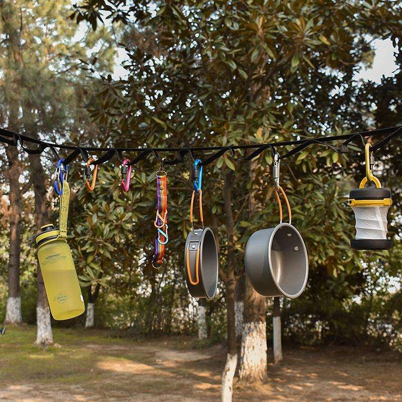 Outdoor Camping Tents Storage Clothesline 19 Ring Wild Camp Straps Lanyard, Length: 4.3m(Black)