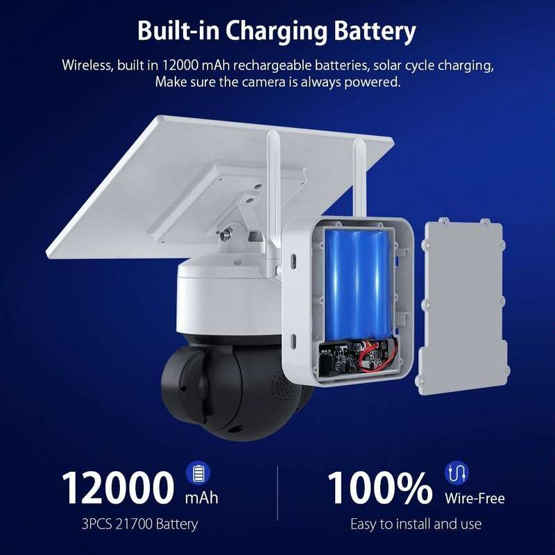 SHIWOJIA IP66 Waterproof 4G 3MP Solar Dome IP Camera, Two-way Audio & PIR Motion Detection & Nigh...