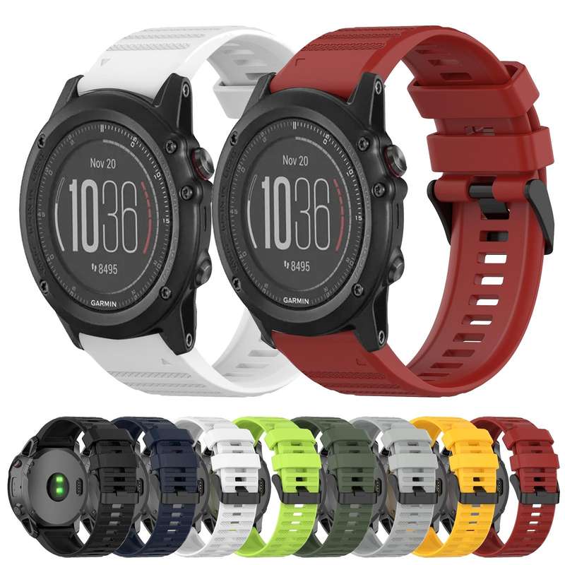 For Garmin Fenix 3 Sapphire 26mm Horizontal Texture Silicone Watch Band with Removal Tool(Black)