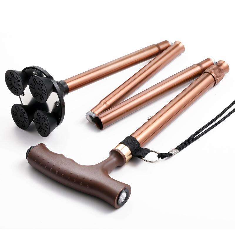 TBS-009 Four-Legged Folding Elderly Crutches Aluminum Alloy Light And Multifunctional Non-Slip Cr...