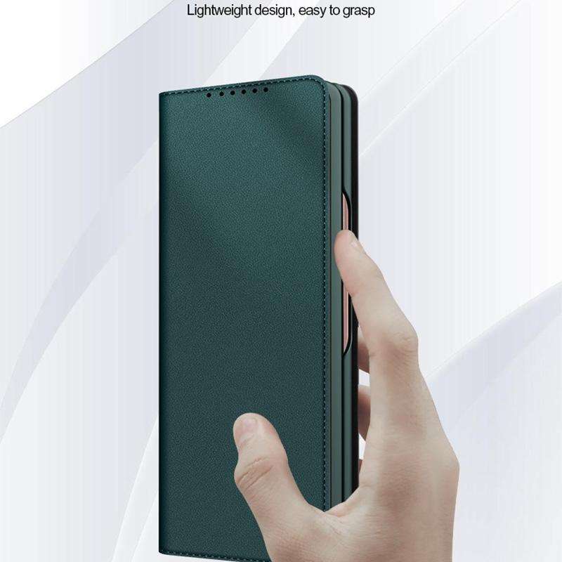For Samsung Galaxy Z Fold4 Split Type Horizontal Flip Foldable Leather Phone Case(Plain Brown)