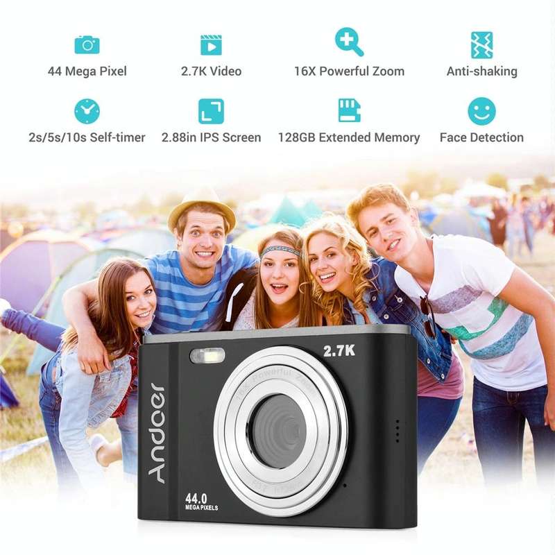 DC302 2.88 inch 44MP 16X Zoom 2.7K Full HD Digital Camera Children Card Camera, US Plug(Silver)