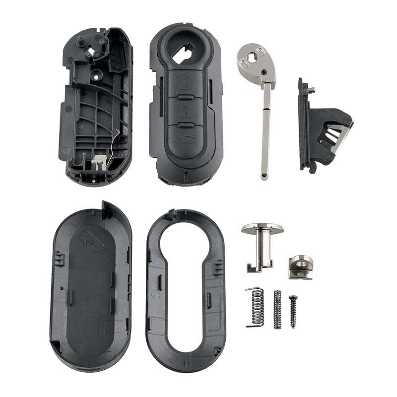 For Fiat 3 Button Folding Car Key Case Remote Control Shell SIP22, Style:White Switch Trunk Button
