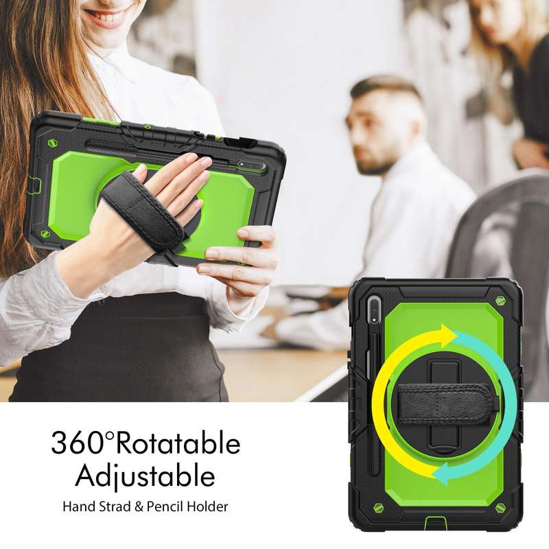 For Samsung Galaxy Tab S8 11 inch SM-X700 Silicone + PC Tablet Case with Shoulder Strap(Black+Yel...