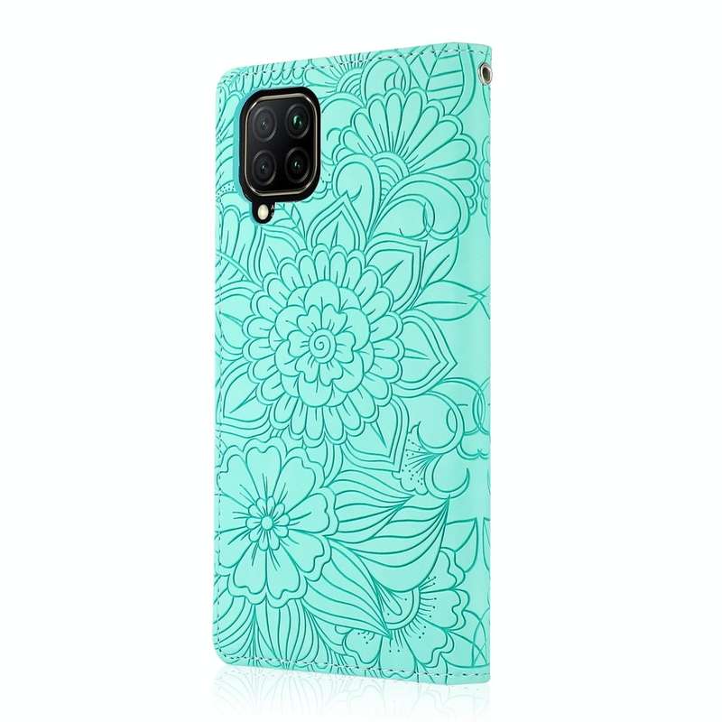 For Huawei P40 lite Skin Feel Embossed Sunflower Horizontal Flip Leather Case with Holder & Card ...