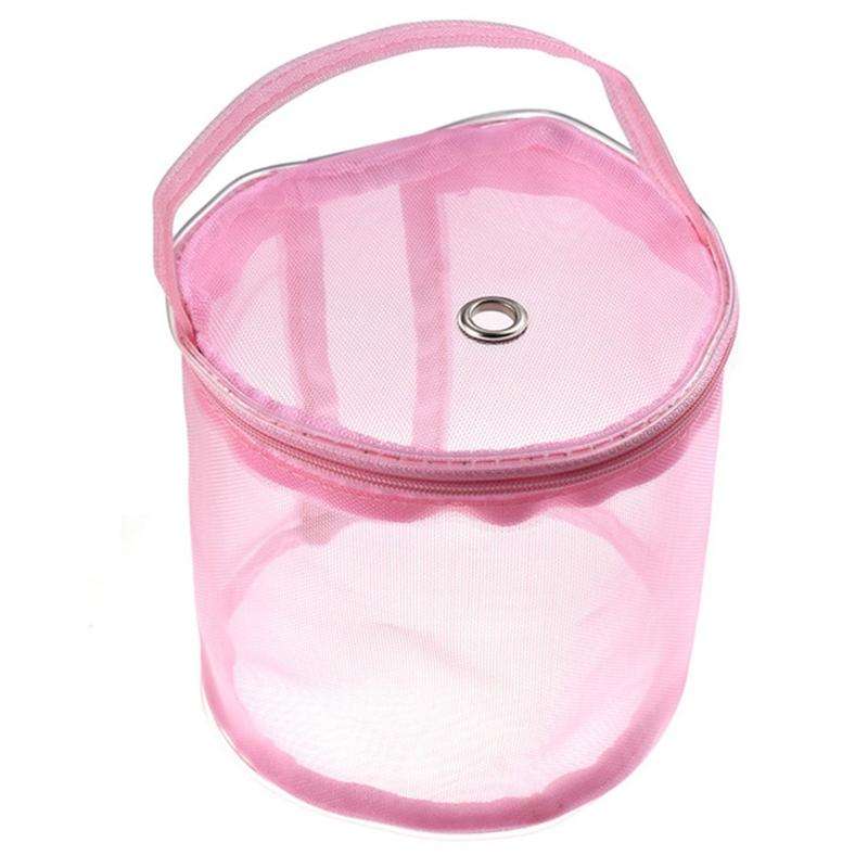 Mesh Bag DIY Hand Weaving Tools Yarn Storage Knitting Bag Organizer Hollow Yarn Bag(Small Pink)