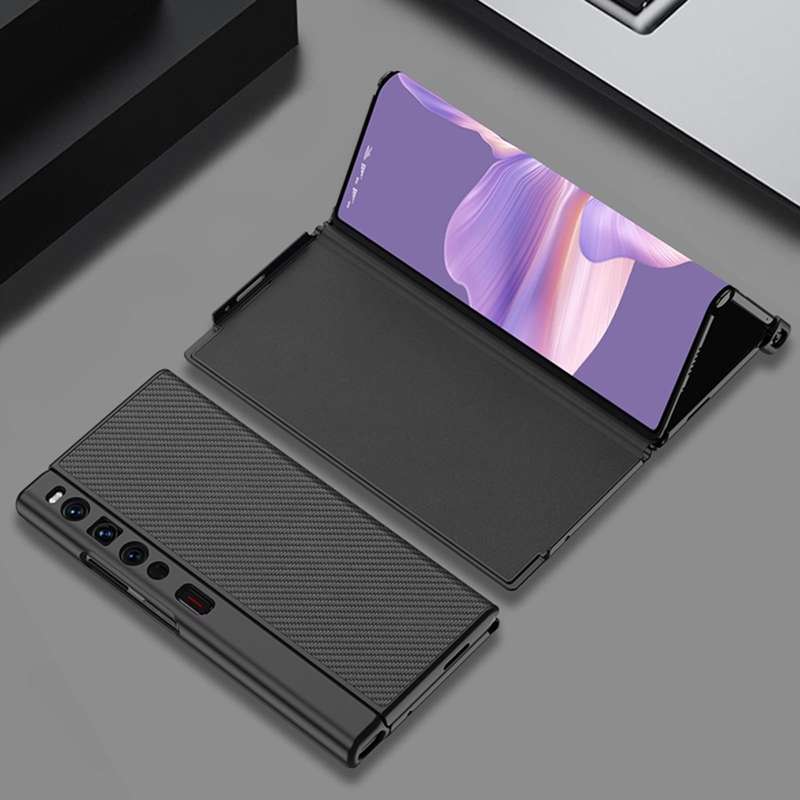For Huawei Mate XS 2 GKK Flip Leather Full Coverage Phone Case(Carbon Fiber Texture)