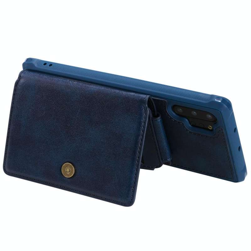 For Galaxy Note 10 Plus Zipper Shockproof Protective Case with Card Slots & Bracket & Photo Holde...