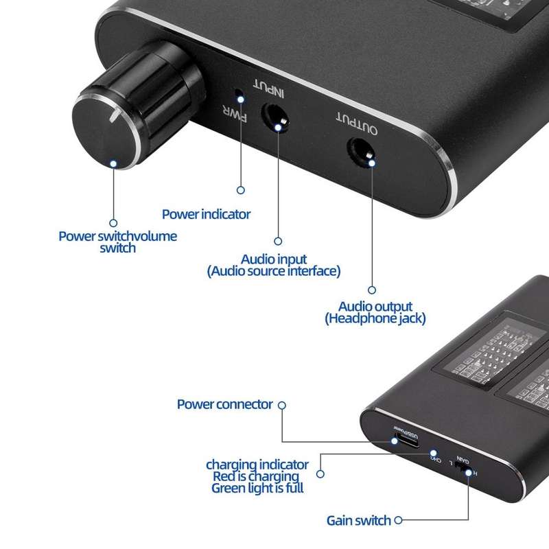 EF002 16-150 Ohm Headphone Amplifier Adjustable Audio Amp With 3.5mm Jack Cable