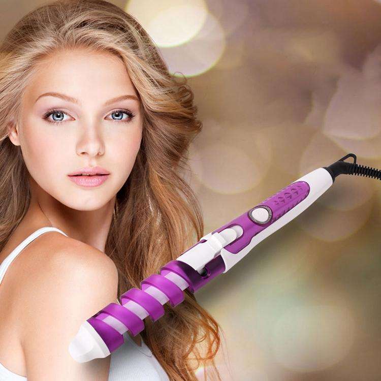 Professional Salon Hair Curler Magic Spiral Curling Iron Ceramic Electric Hair Curling Wand(Purple)