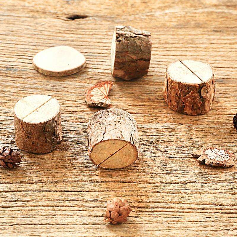 Wooden Stump Shape Wedding Party Reception Place Card Holder Stand Number Name Table Menu Picture...