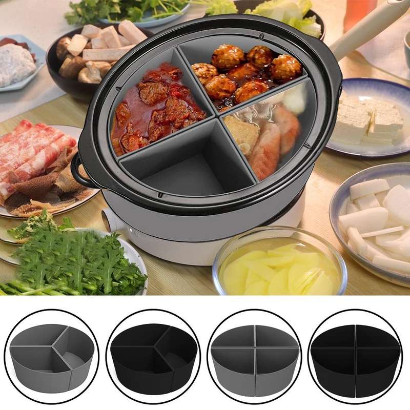 For Crockpot 6QT Slow Cooker Silicone Liners Divider Reusable Leak Proof Mats, Spec: Black 4 Comp...