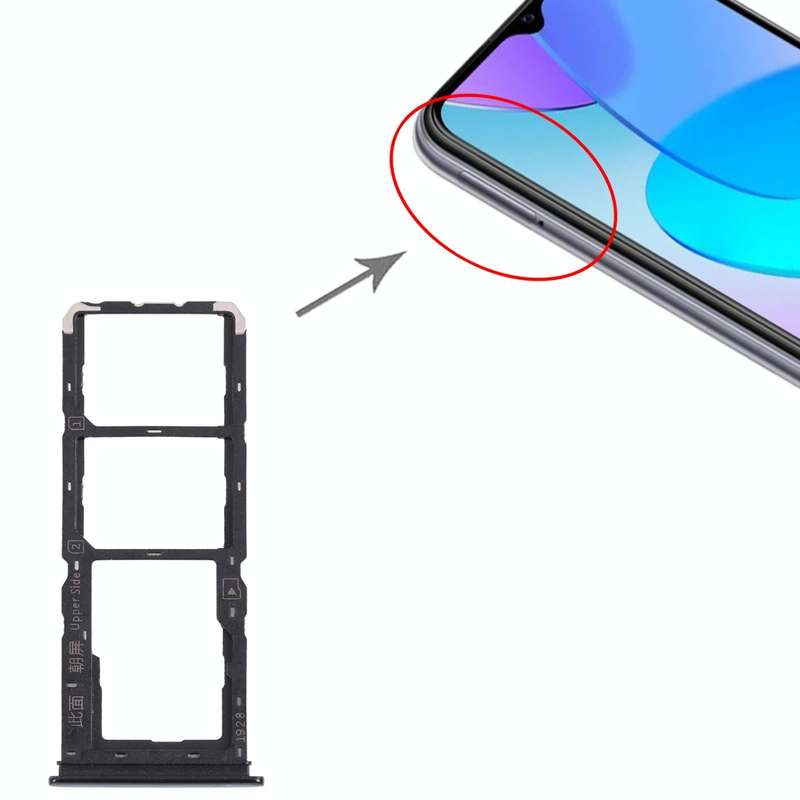 For vivo Y11s V2028 SIM Card Tray + SIM Card Tray + Micro SD Card Tray (Black)