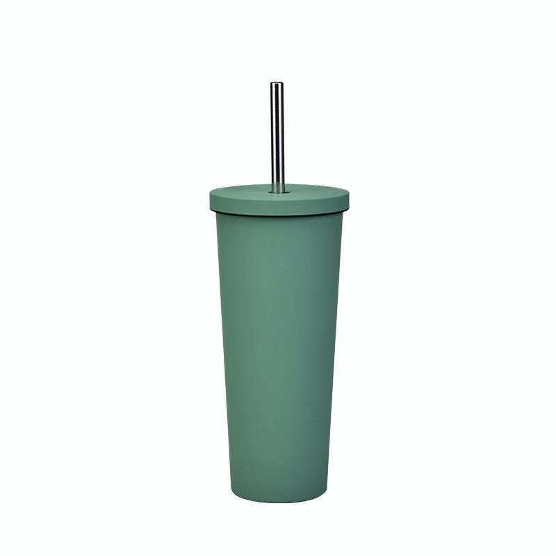700ml Large Capacity Double Stainless Steel Straw Cup Vacuum Outdoor 304 Insulation Cup Car Water...
