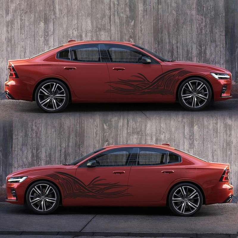2 PCS/Set D-752 Lines Pattern Car Modified Decorative Sticker(Black)