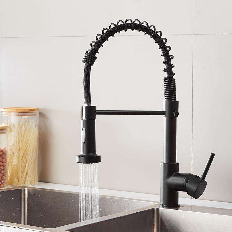 Kitchen Faucet Hot & Cold Water Tank Valve Sink Faucet, Specification: Black Model
