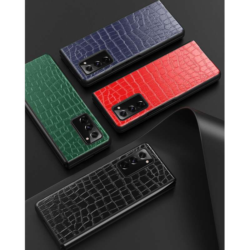 For Samsung Galaxy Z Fold2 5G Crocodile Texture Leather Folding Protective Case(Black)