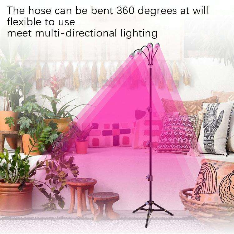 LED Plant Lamp With 1.6m Stand USB Remote Control Dimming Grow Light, Style: Four Head(Full Spect...